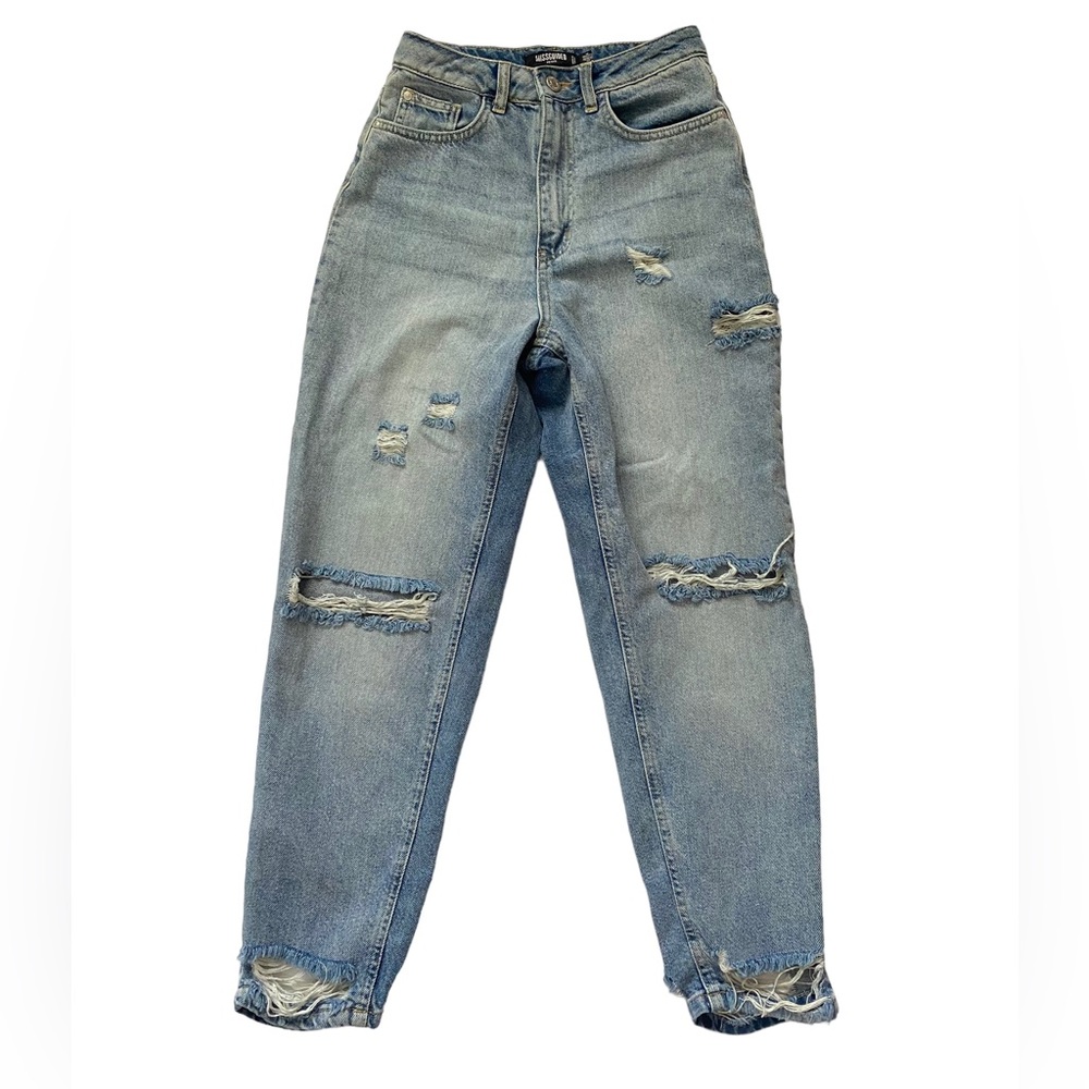 Missguided Riot Mom Jeans Ripped Distressed Slouch Baggy Denim Size US 2 NWT